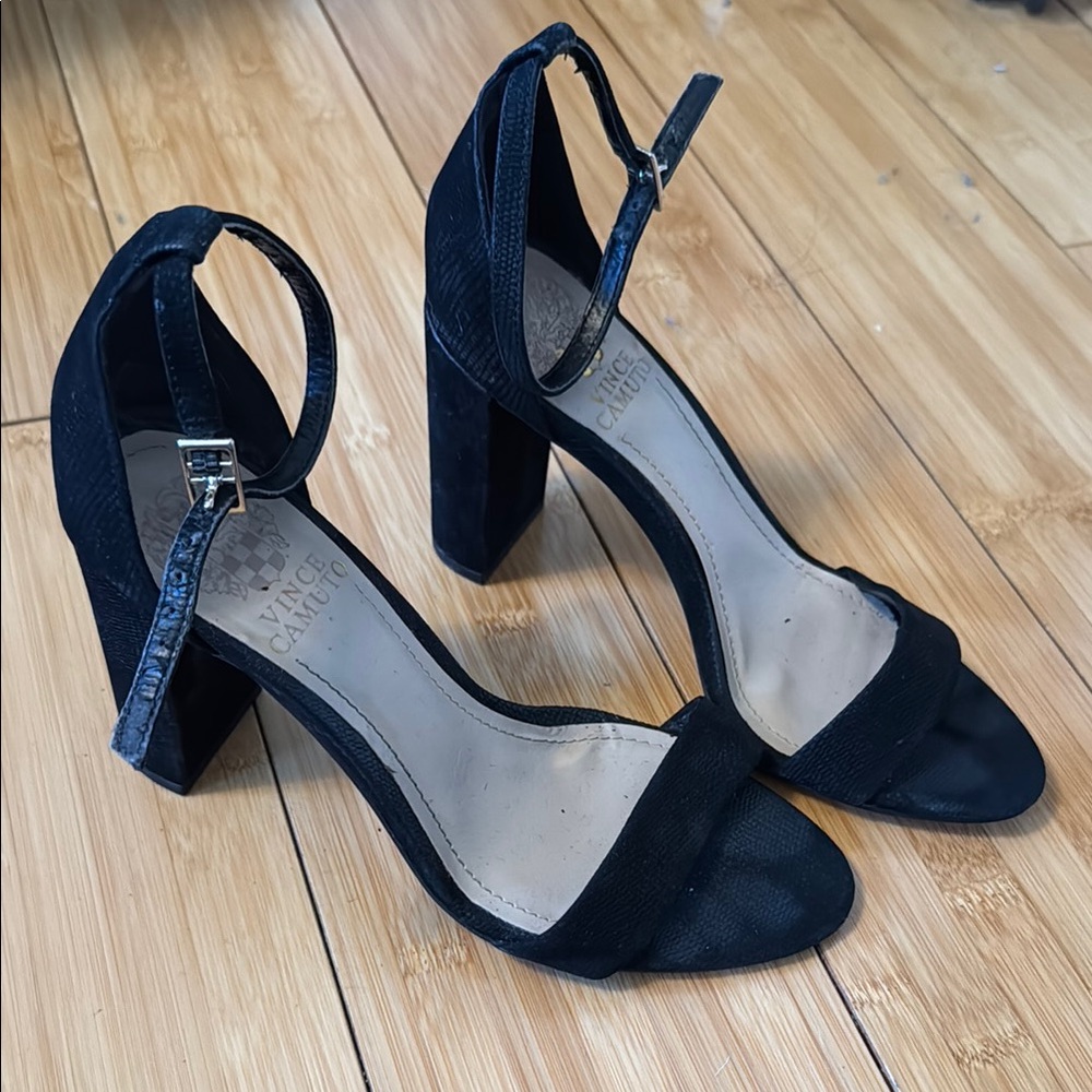 Vince Camuto Black Suede Block Heels